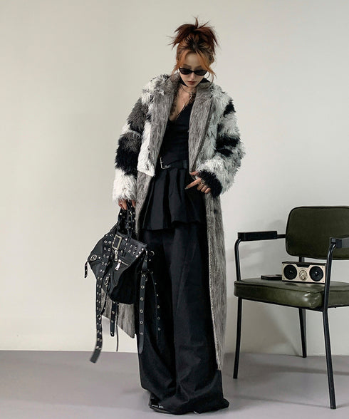 Faux Fur Splicing Coat